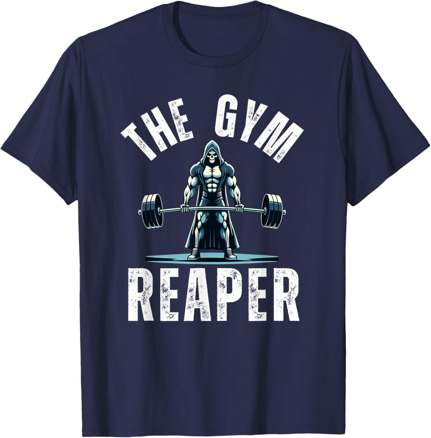 The Gym Reaper Halloween humor workout grim reaper deadlift T-Shirt - T-Shirt | Navy