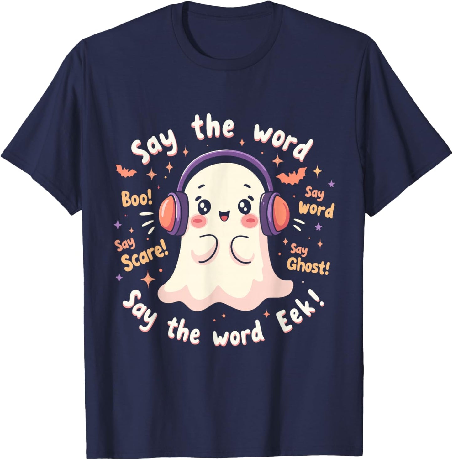 Halloween Audiologist Cute Ghost Spooky Audiology T-Shirt - T-Shirt | Navy