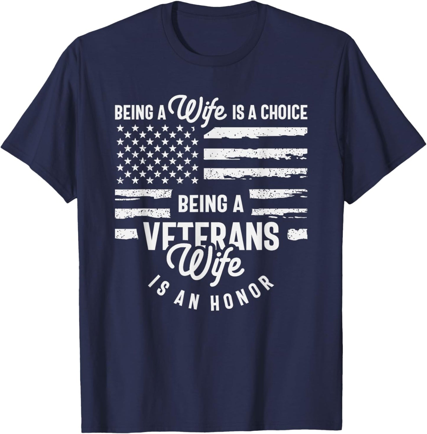 Proud Veteran’s Wife - Honoring Strength and Sacrifice T-Shirt - T-Shirt | Navy