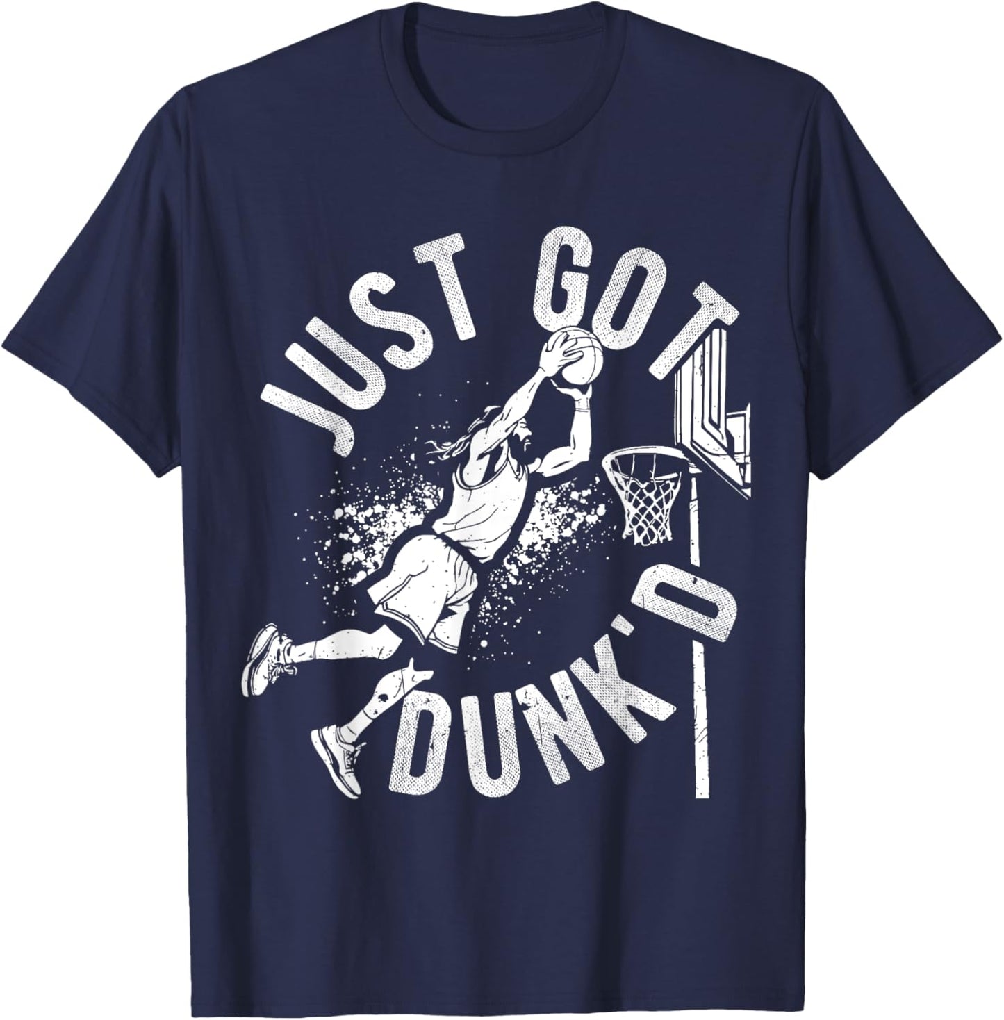 JUST GOT DUNK'D Basketball Jesus Dunking T-Shirt - T-Shirt | Navy