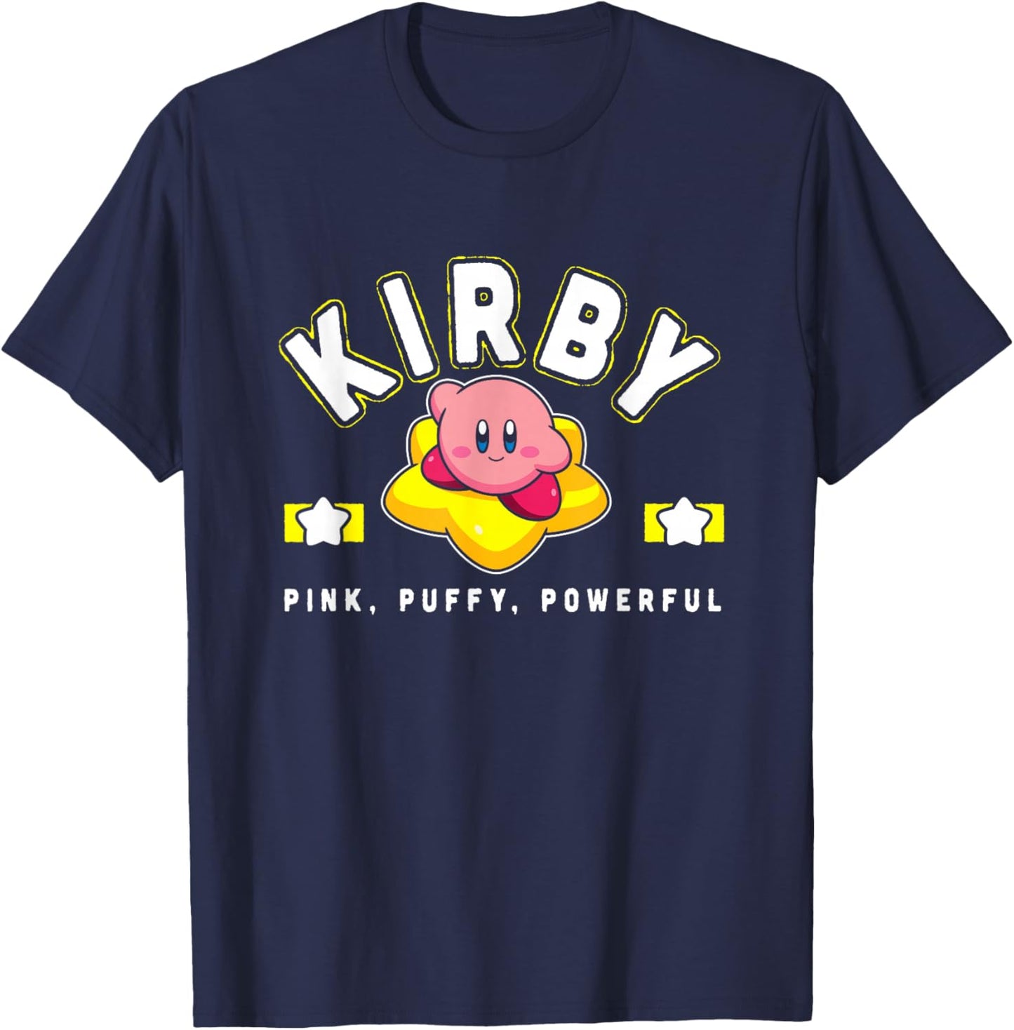 Kirby Pink Puffy Powerful Star Frame Varsity T-Shirt - T-Shirt | Navy