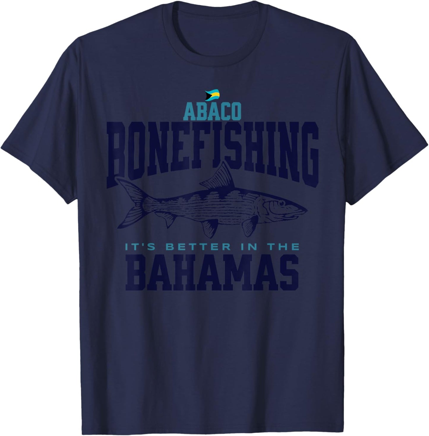 Bahamas Souvenir : Abaco Bahamas Bonefishing Fishing Fish T-Shirt - T-Shirt | Navy