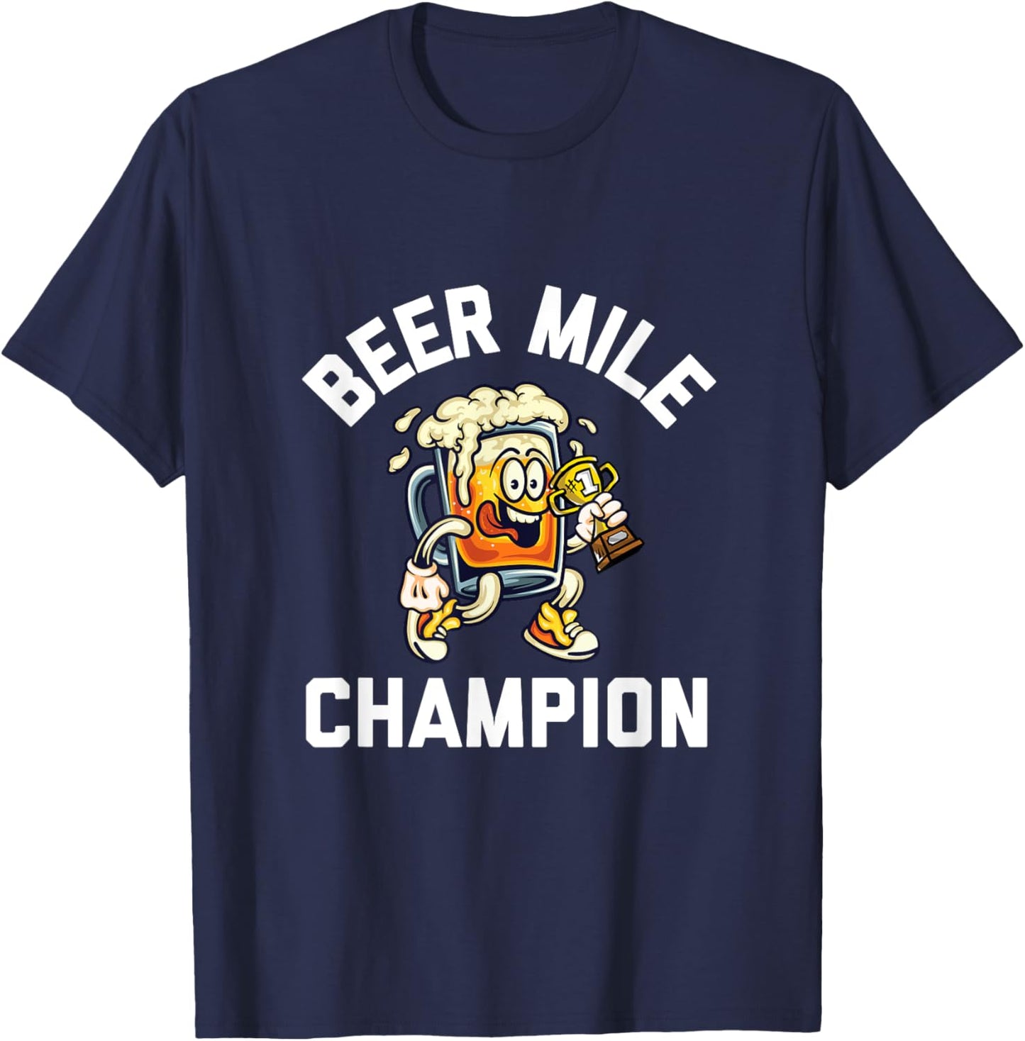 Beer Mile Champion Funny Race Running Beer Drinking T-Shirt - T-Shirt | Navy