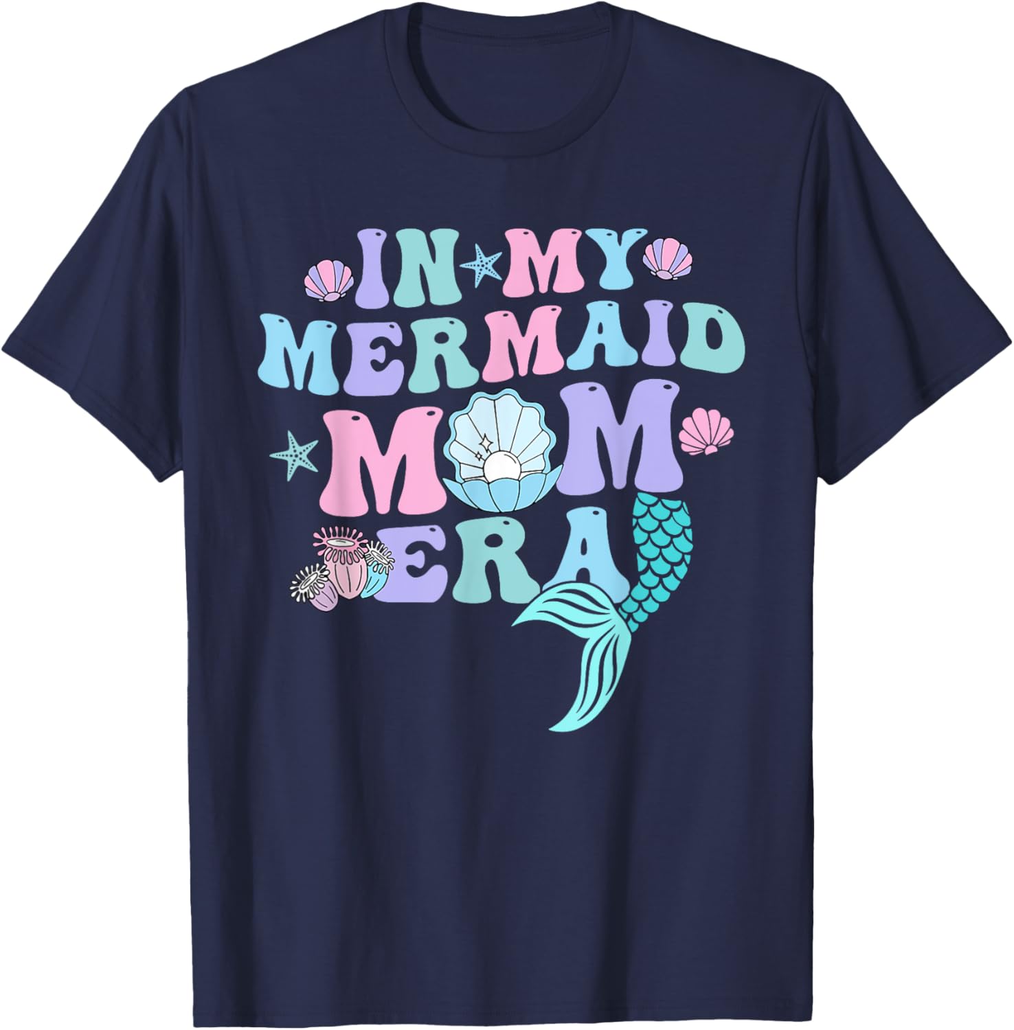 In My Mermaid Mom Era Family Matching Birthday T-Shirt - T-Shirt | Navy