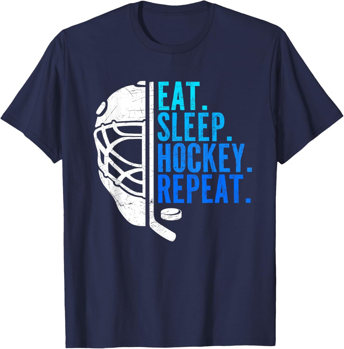 Eat Sleep Hockey Repeat Funny Boys Hockey Player T-Shirt - T-Shirt | Navy