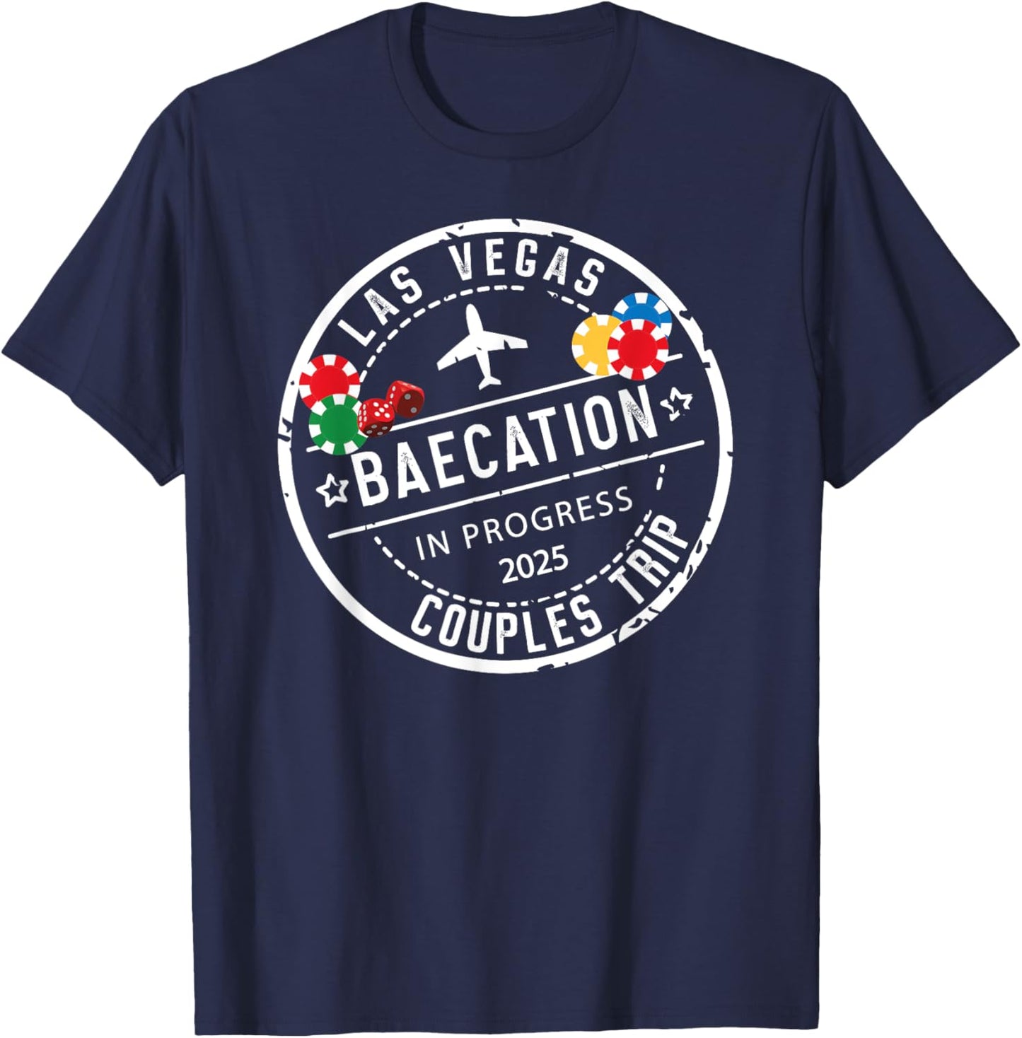 Funny Honeymoon Mode for Couple Anniversary Outfit Vegas Baecation 2025 Couples Trip Black Small Short Sleeve T-Shirt - T-Shirt | Navy