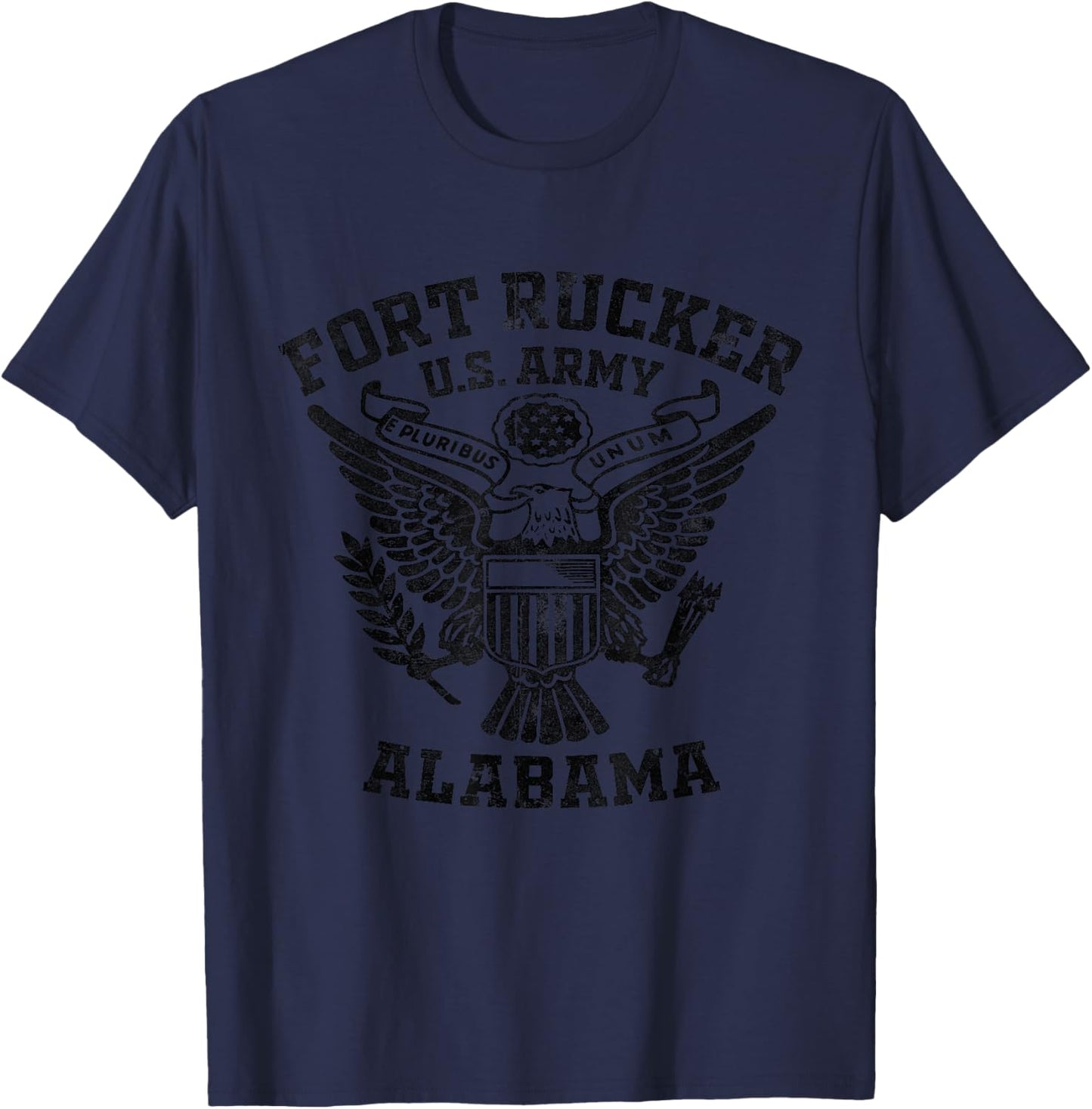 Fort Rucker Alabama AL US Military Base Gifts -Adults Military Theme Grey Small Retro Short Sleeve T-Shirt - T-Shirt | Navy