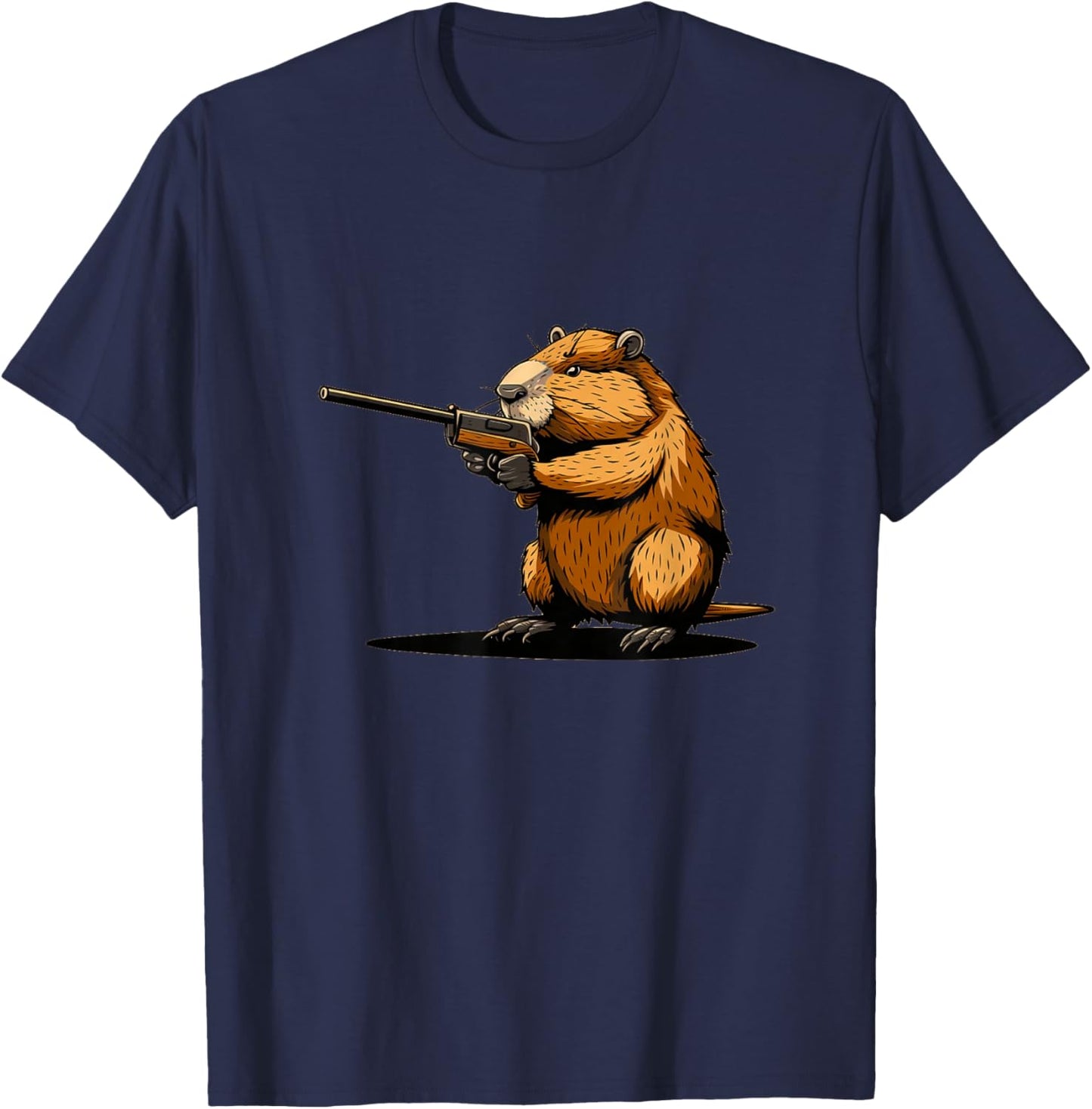 Cool Shotgun Beaver Outfit for Guns and Beavers Lovers T-Shirt - T-Shirt | Navy
