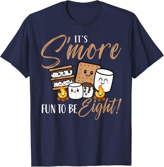 Birthday Campfire Marshmallow It's S'more Fun To Be Eight 8 T-Shirt - T-Shirt | Navy