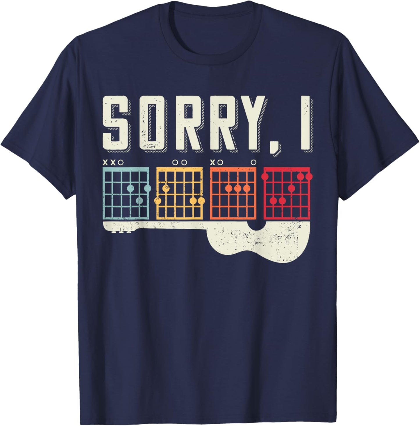 Funny Guitar Lovers Hidden Message Sorry I DGAF Guitar T-Shirt - T-Shirt | Navy
