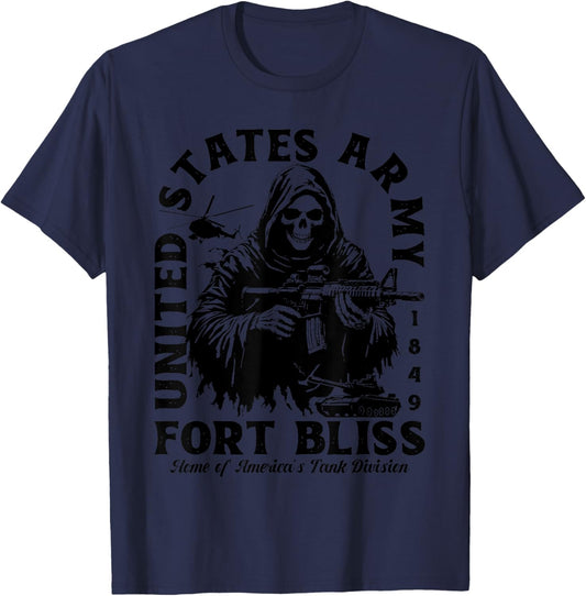 Fort Bliss US Military Base Texas TX Ft Bliss Veteran Gifts T-Shirt - T-Shirt | Navy