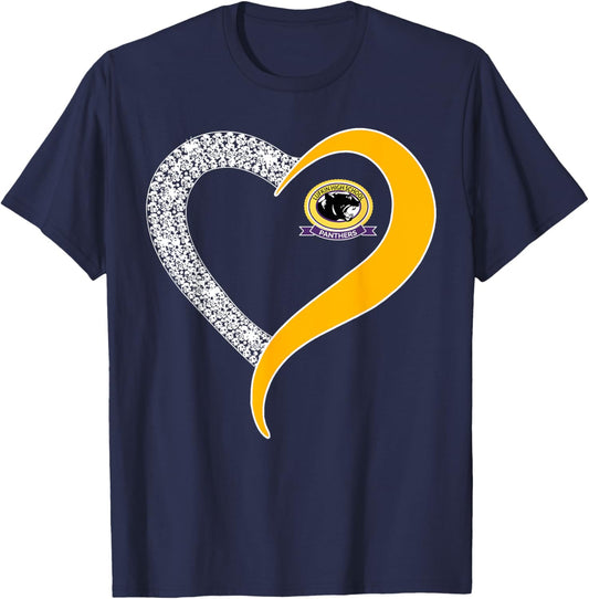 Lufkin Panthers Logo Diamond Heart HS T-Shirt - T-Shirt | Navy