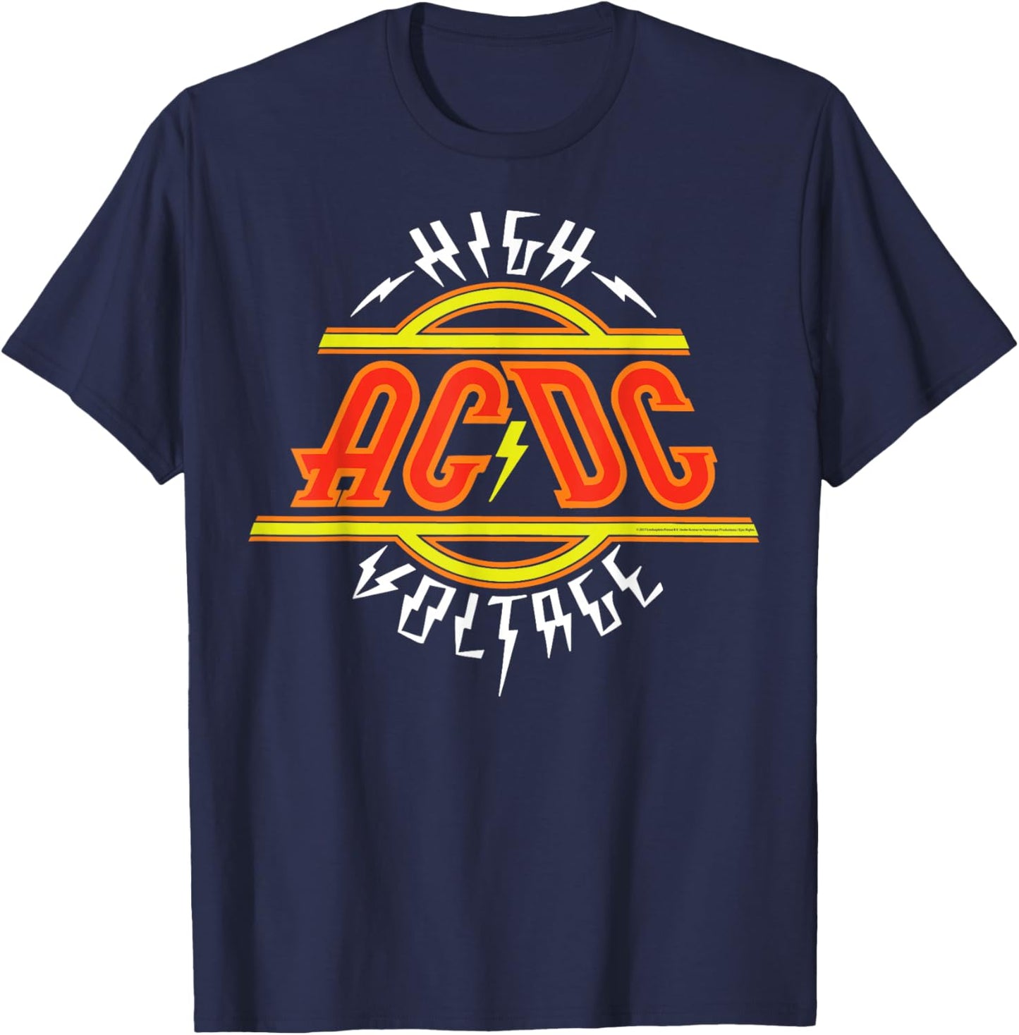 AC/DC - High Voltage Red Logo T-Shirt - T-Shirt | Navy