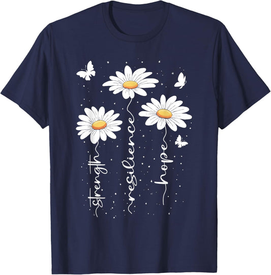 Inspirational Daisy Floral Cute Daisies Flower Nature Lover T-Shirt - T-Shirt | Navy