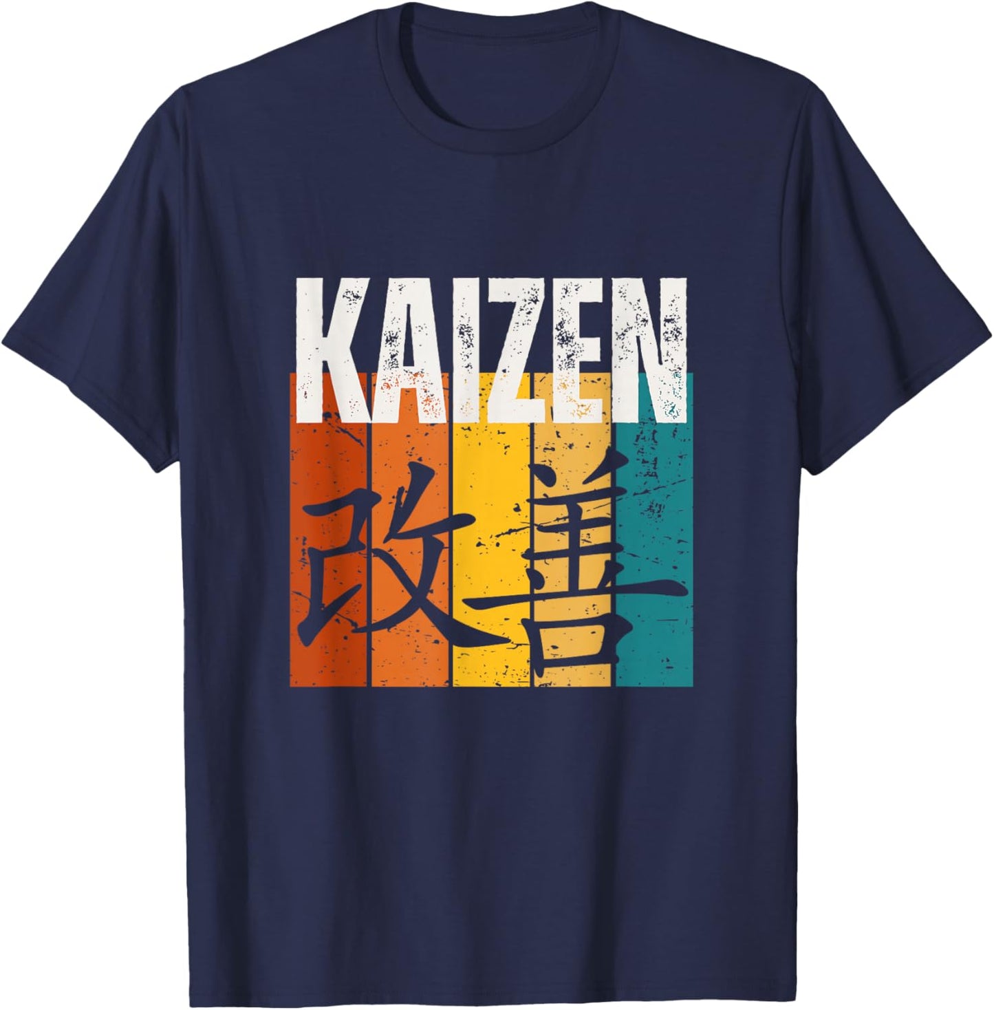 Kaizen Vintage Retro 70s Design Funny Japanese Kaizen T-Shirt - T-Shirt | Navy