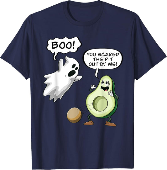 Halloween Ghost Avocado Seed Boo Funny T-Shirt - T-Shirt | Navy
