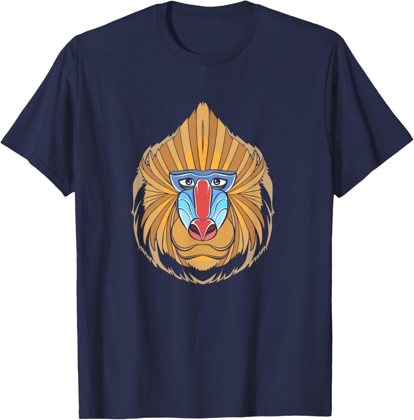 Baboon Face Halloween Scary Baboon Monkey T-Shirt - T-Shirt | Navy