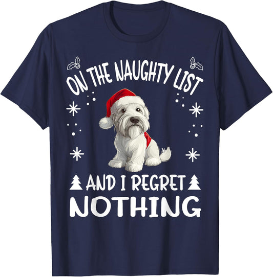 Cute Sealyham Terrier Dog Christmas On The Naughty List and T-Shirt - T-Shirt | Navy