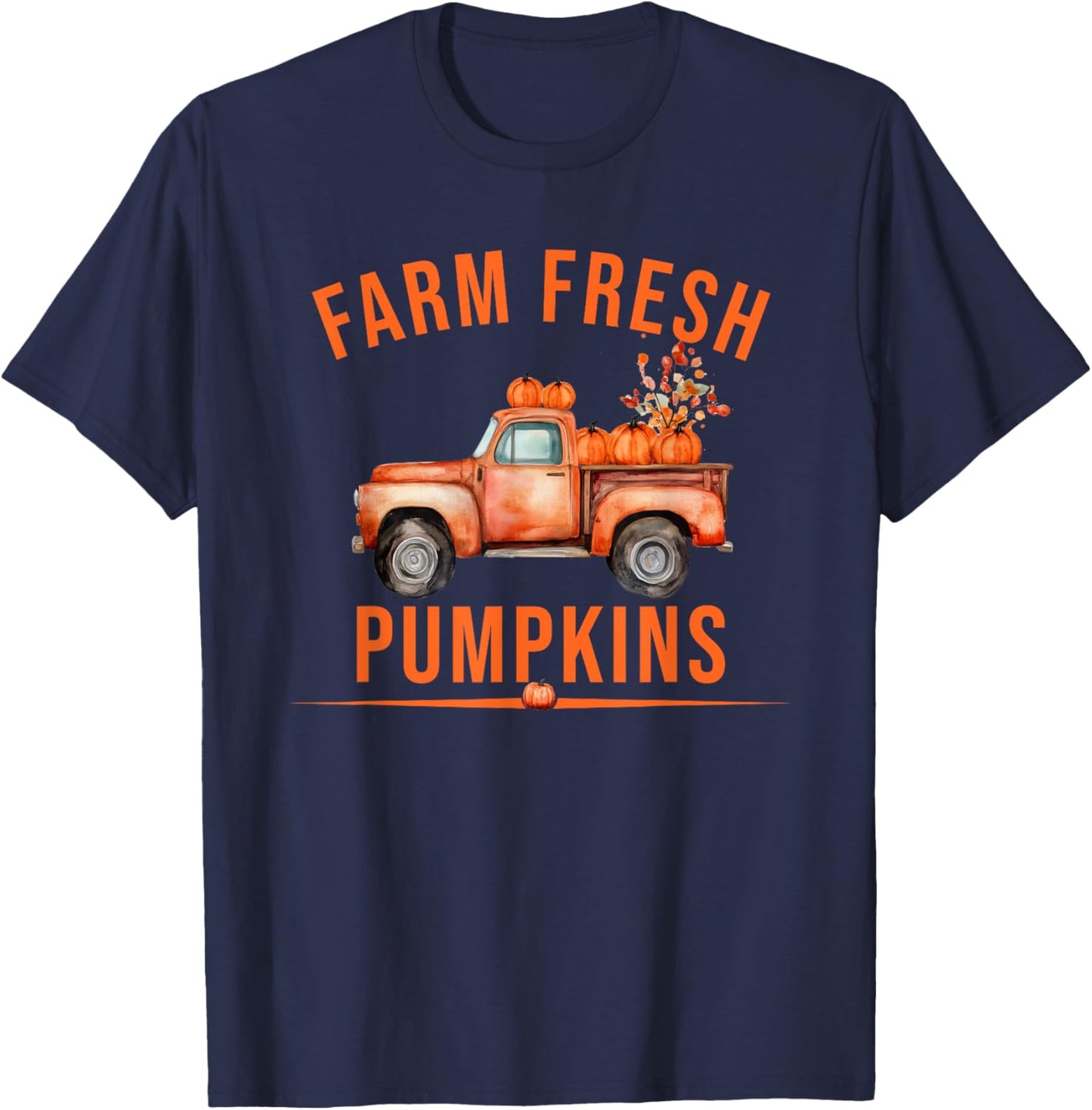 Farm Fresh Pumpkins - Retro Fall Truck Design T-Shirt - T-Shirt | Navy