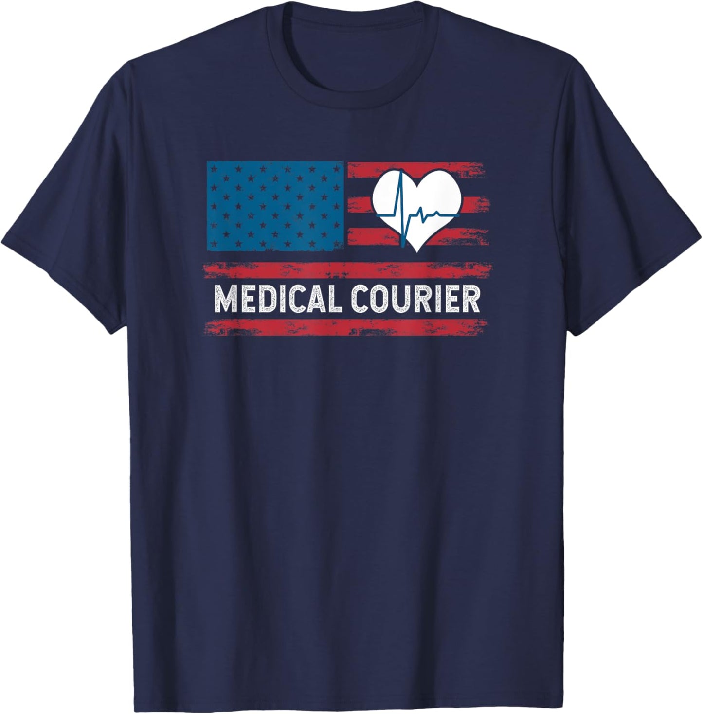 Medical Courier Patriotic USA Flag T-Shirt - T-Shirt | Navy
