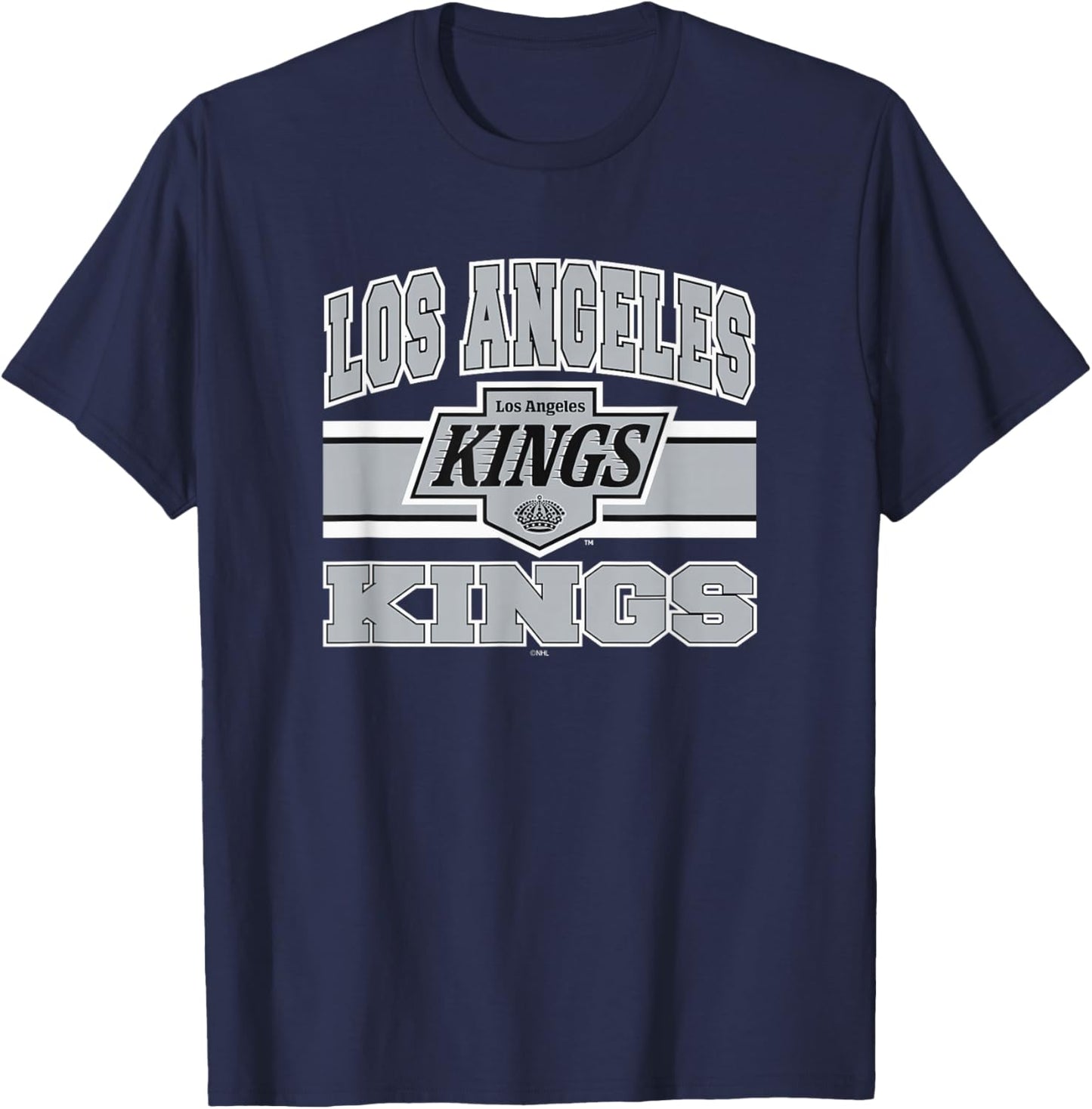 Los Angeles Kings Stripe Dark Heather Officially Licensed T-Shirt - T-Shirt | Navy