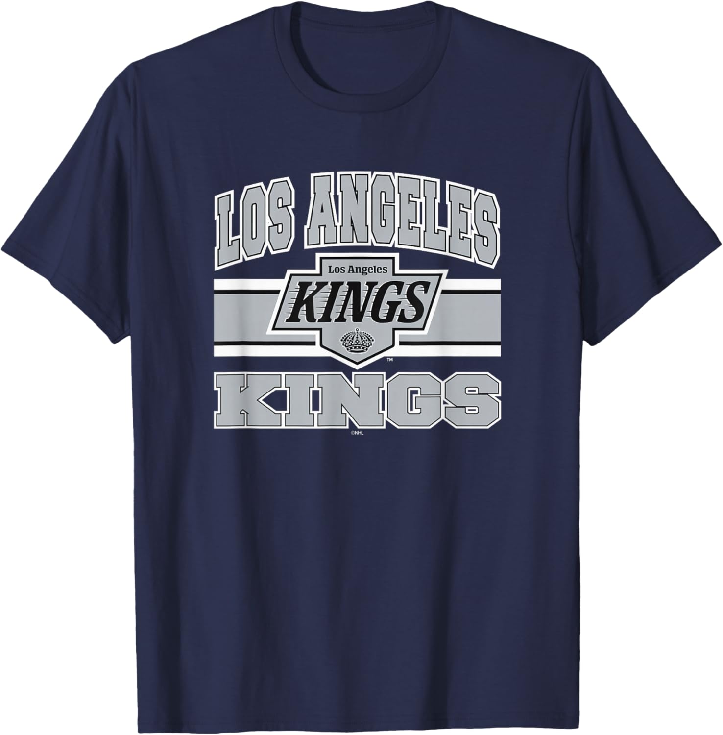 Los Angeles Kings Stripe Dark Heather Officially Licensed T-Shirt - T-Shirt | Navy