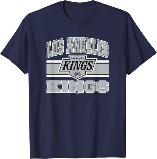 Los Angeles Kings Stripe Dark Heather Officially Licensed T-Shirt - T-Shirt | Navy