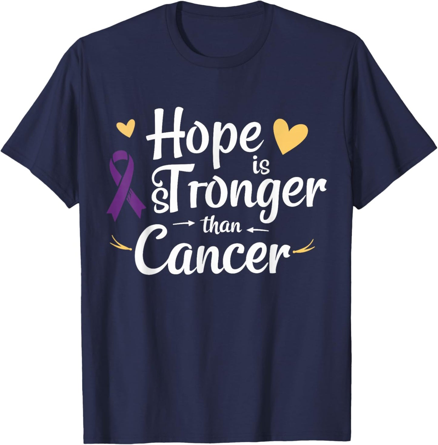Hope is Stronger Than Cancer Inspirational Awareness T-Shirt - T-Shirt | Navy
