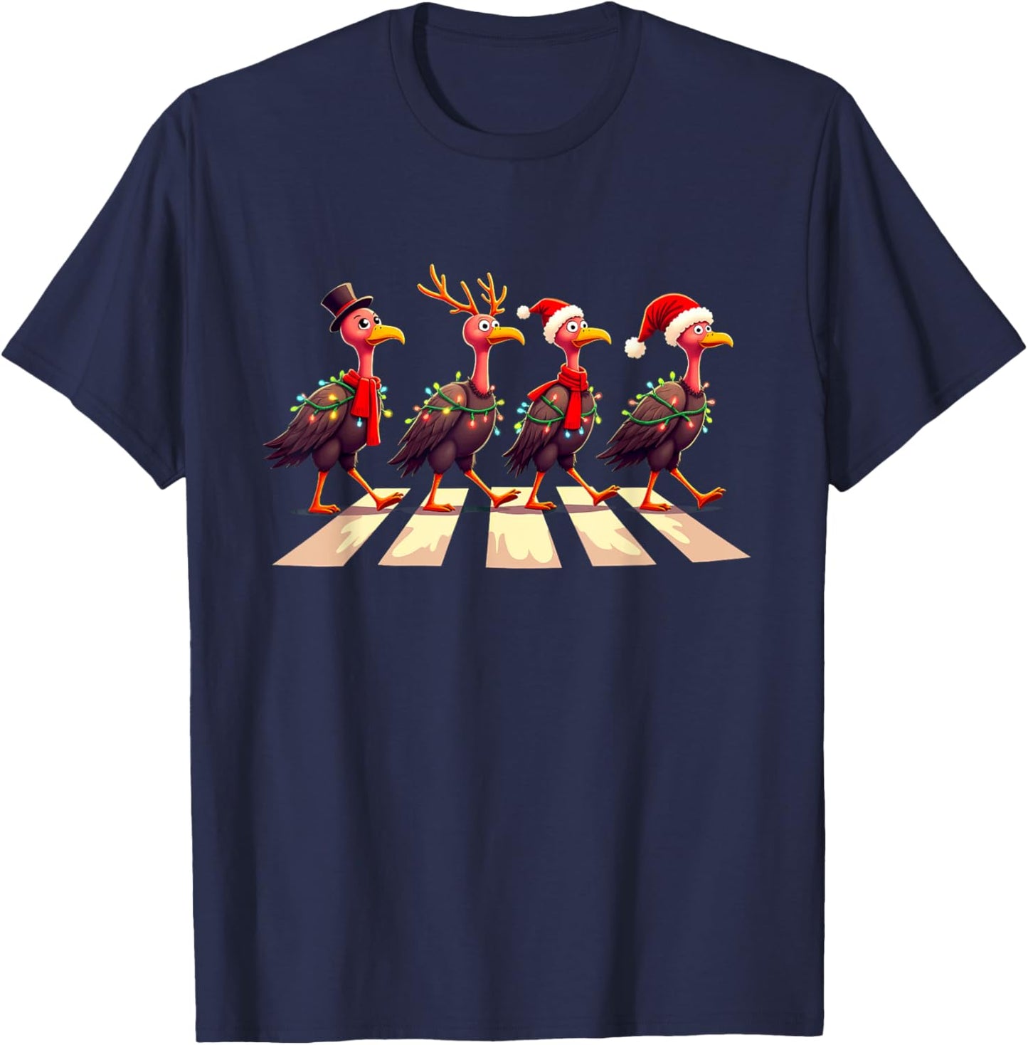 Turkey Vulture Crossing Road Xmas T-Shirt - T-Shirt | Navy