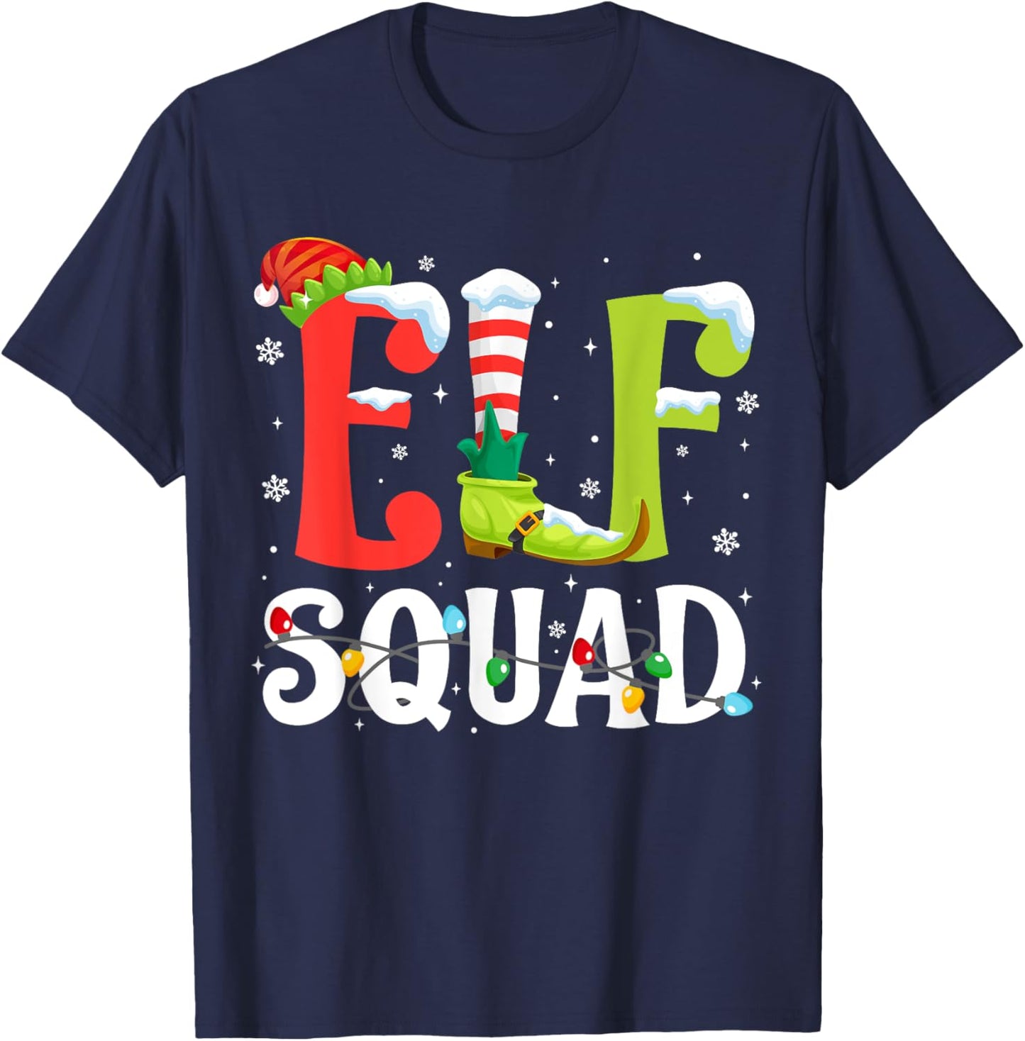 Elf Squad Christmas Family Matching Pajamas Xmas Elf Pajama T-Shirt - T-Shirt | Navy