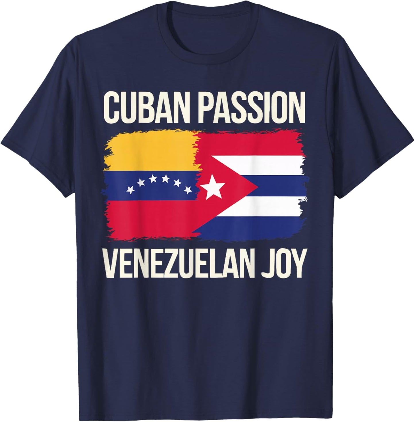 Half Venezuelan Half Cuban Cuba Flag Country Venezuela T-Shirt - T-Shirt | Navy