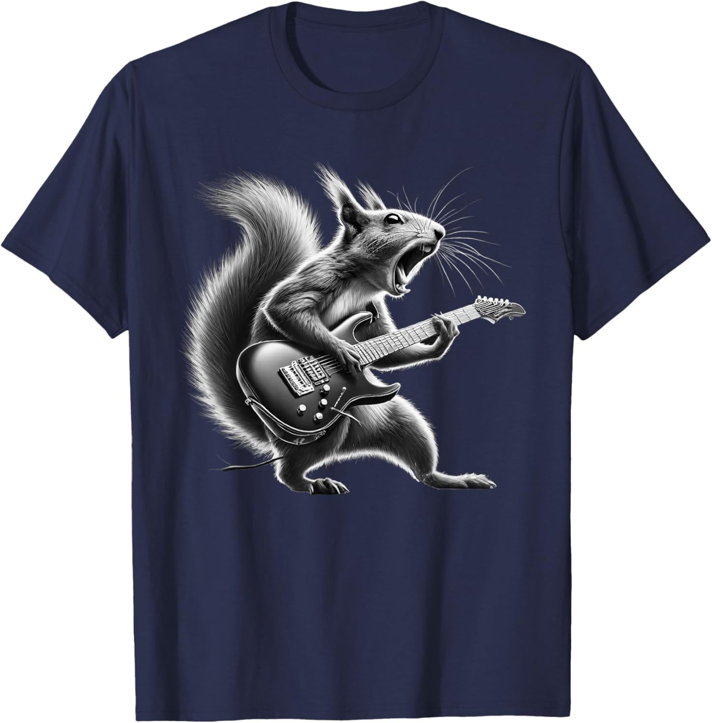 Squirrel Playing Guitar Rock and Roll Kids Men T-Shirt - T-Shirt | Navy