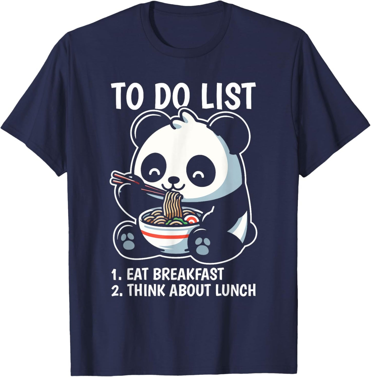 To Do List Panda Breakfast Animal Lover Productivity T-Shirt - T-Shirt | Navy