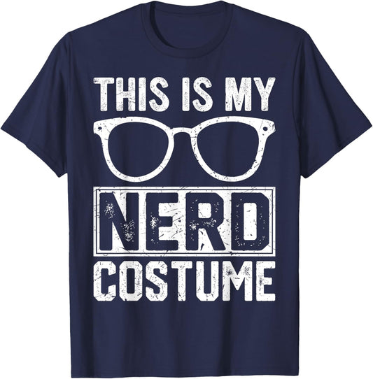 Retro Nerd Costume Kids Adult Men Boys Girl T-Shirt - T-Shirt | Navy