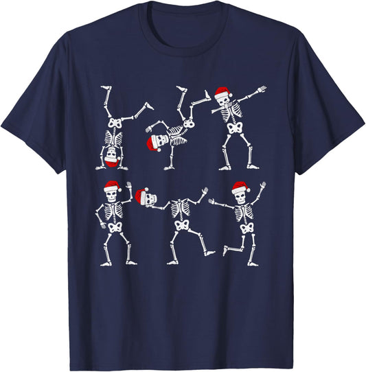 Christmas Boys Kids Toddler Dancing Skeleton hat Christmas T-Shirt - T-Shirt | Navy