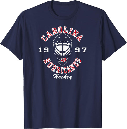 Carolina Hurricanes Hockey Mask Black Officially Licensed T-Shirt - T-Shirt | Navy