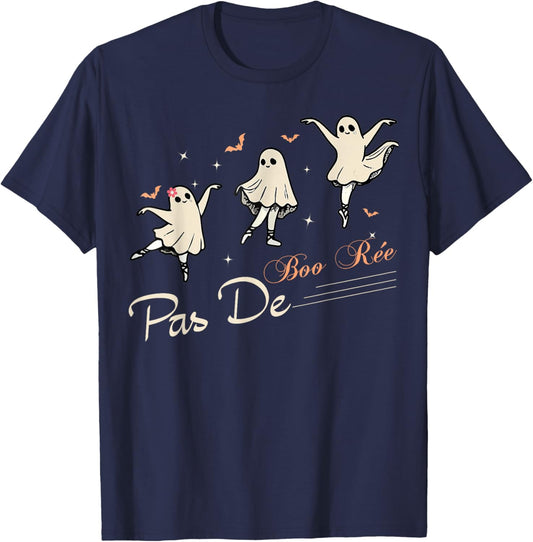 Pas de BOO-rée Ghost Ballet Dancer Halloween Dance Teacher T-Shirt - T-Shirt | Navy