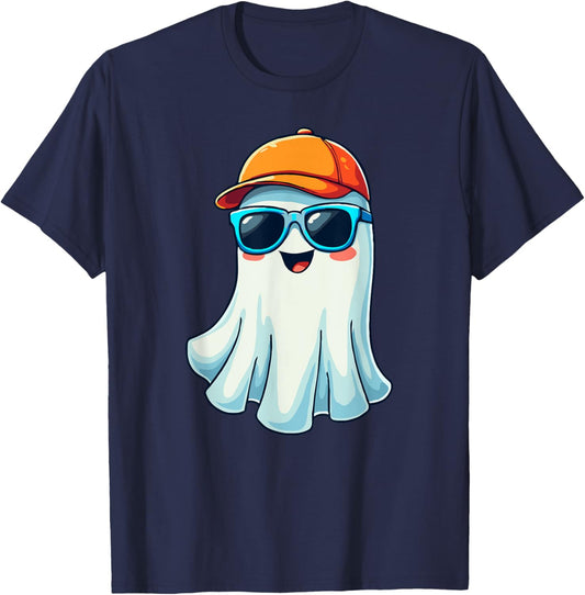 Boo Ghost Baseball Hat Funny Halloween Baseball Costume T-Shirt - T-Shirt | Navy