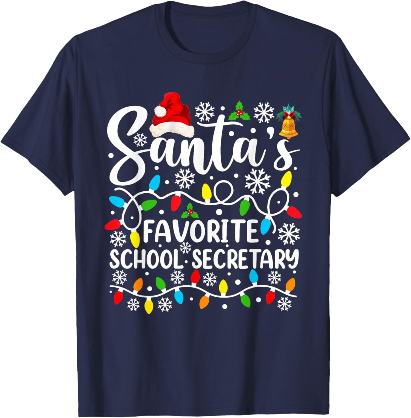 Santa's Favorite School Secretary Funny Christmas T-Shirt - T-Shirt | Navy