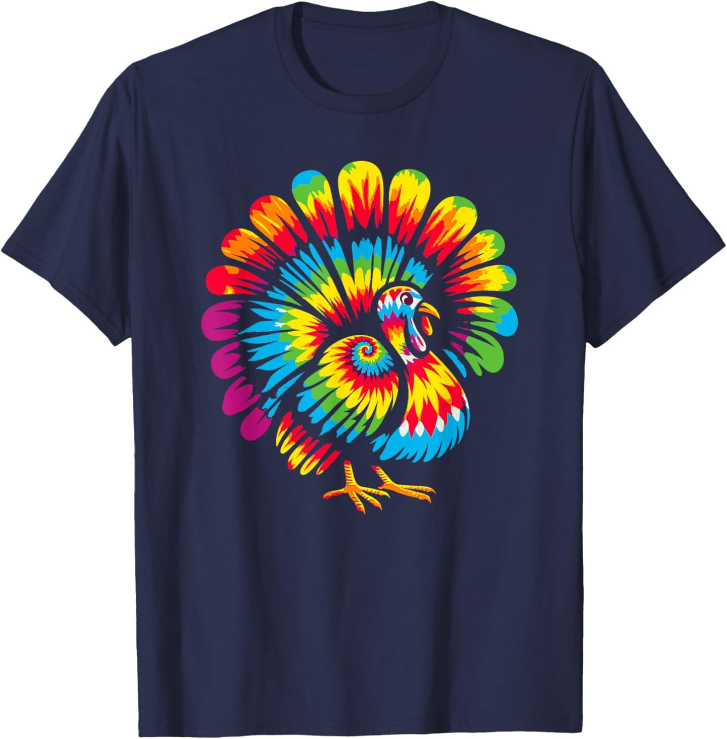 Tie Dye Turkey Thanksgiving T-Shirt - T-Shirt | Navy