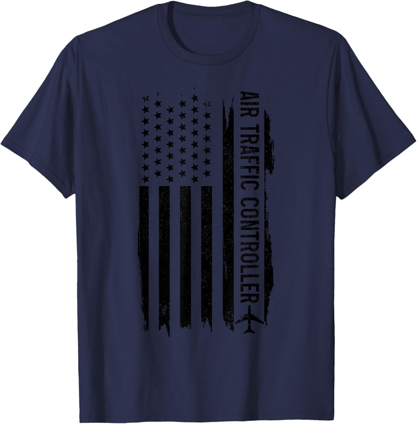 Air Traffic Controller American Flag Patriotic ATC T-Shirt - T-Shirt | Navy