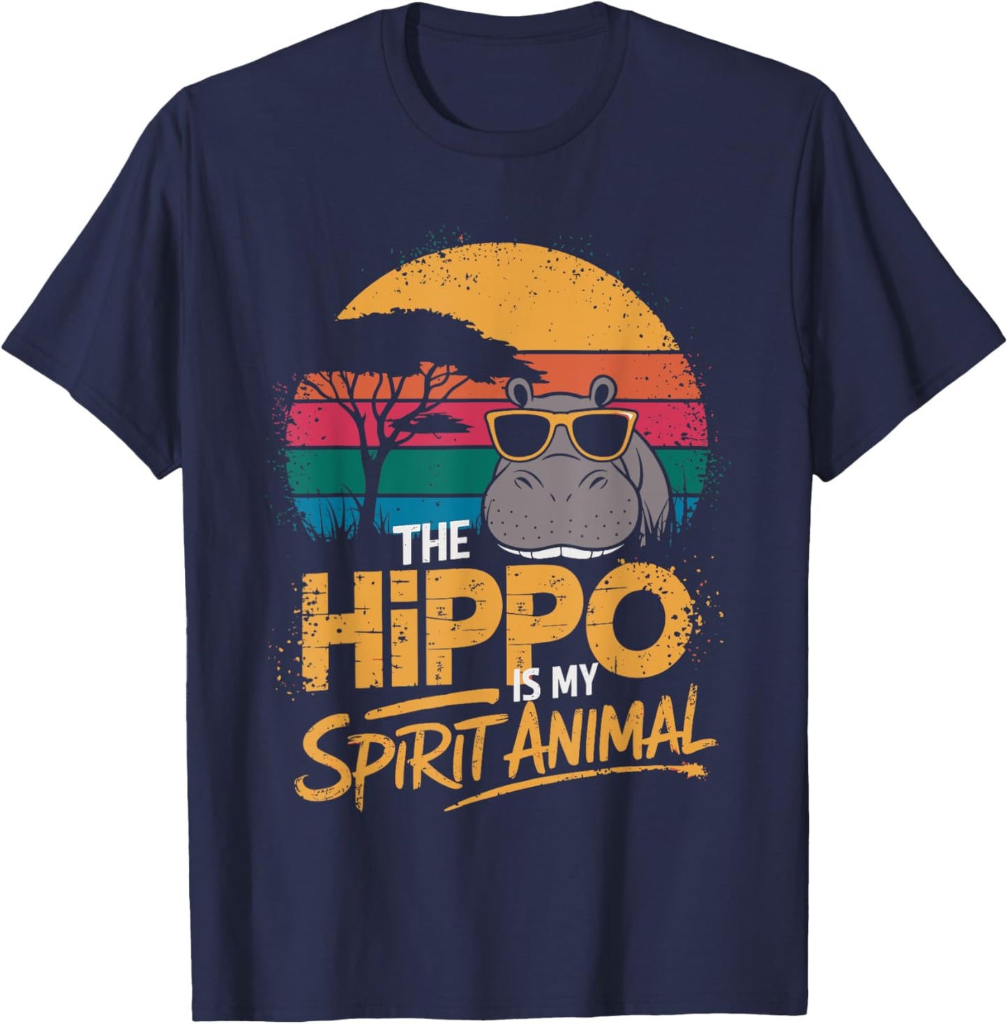 The Hippo Is My Spirit Animal Funny Hippo T-Shirt - T-Shirt | Navy