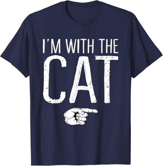 I'm With The Cat Matching Costume Lazy Halloween Party T-Shirt - T-Shirt | Navy