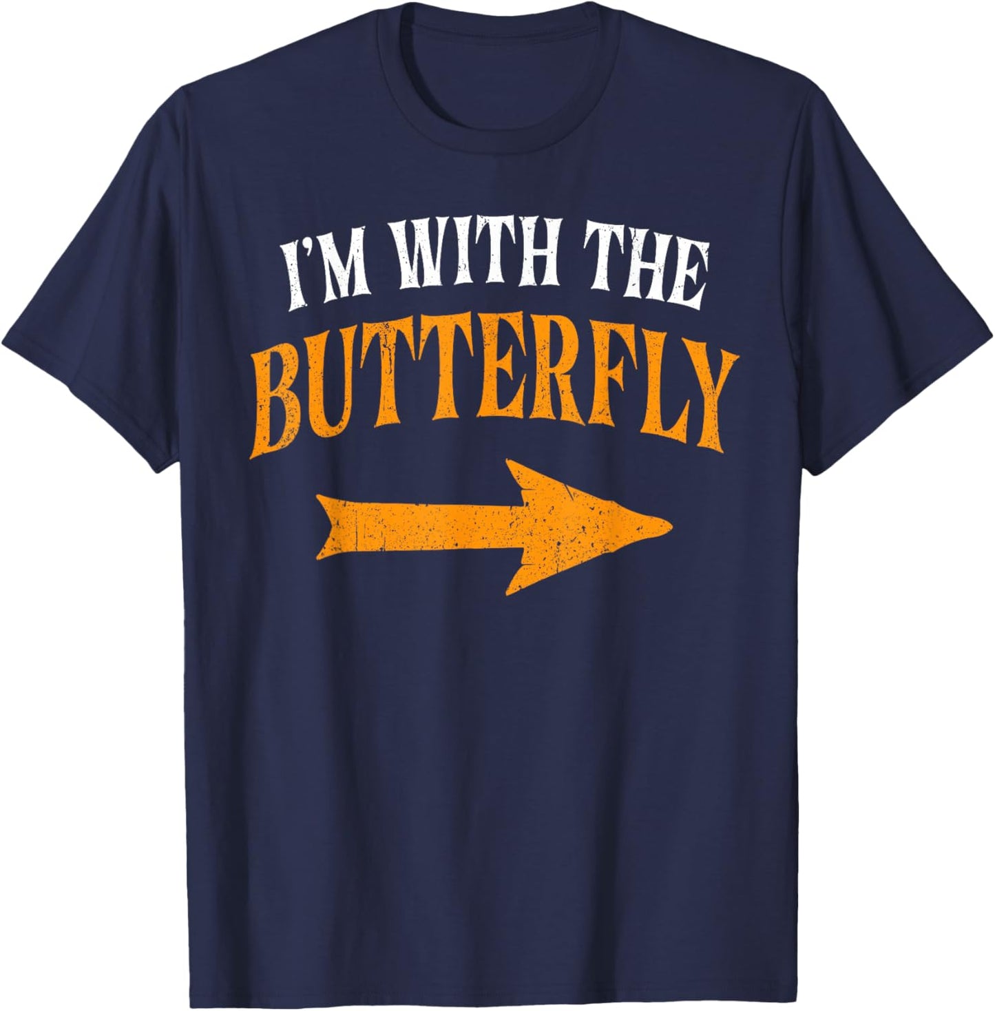 I'm With Butterfly Party Matching Couples Halloween Costume T-Shirt - T-Shirt | Navy