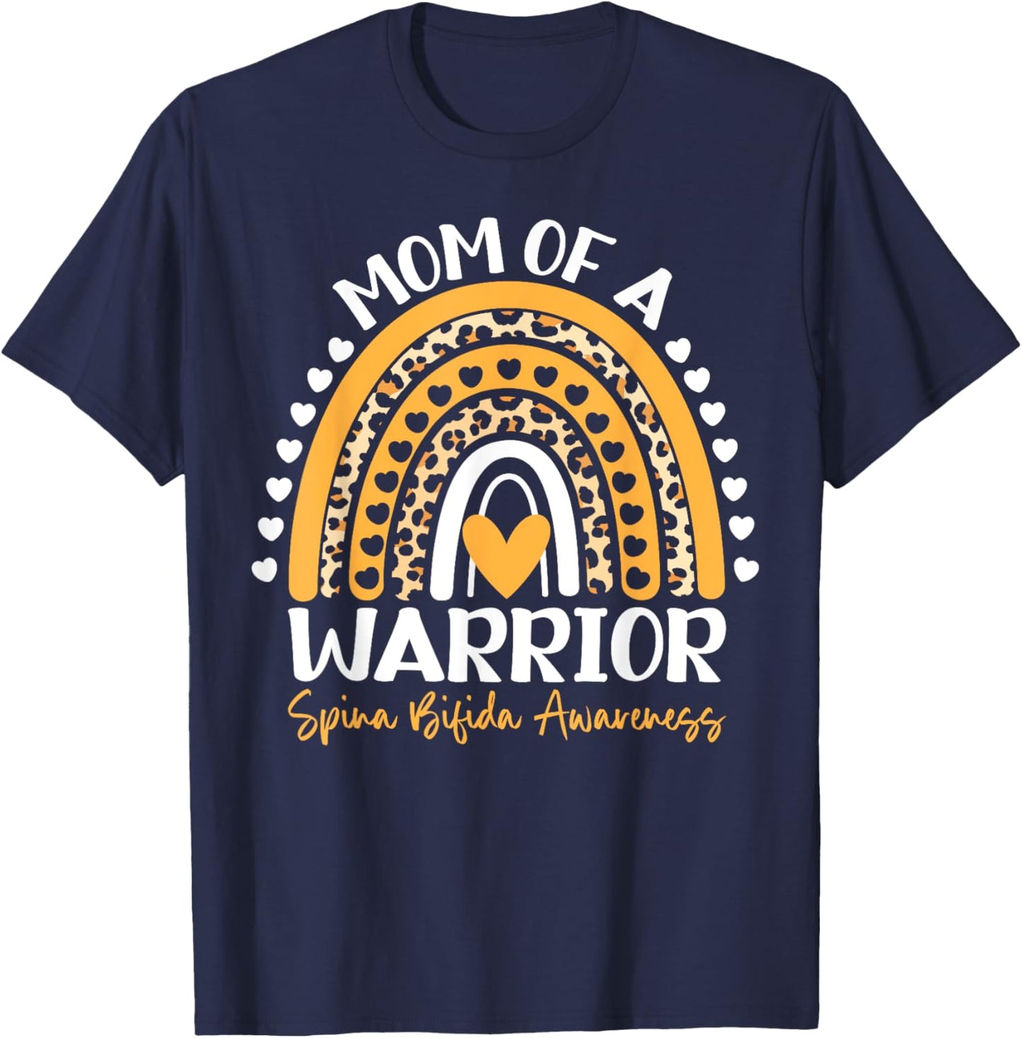 Mom Of a Warrior Yellow Support Spina Bifida Awareness Month T-Shirt - T-Shirt | Navy