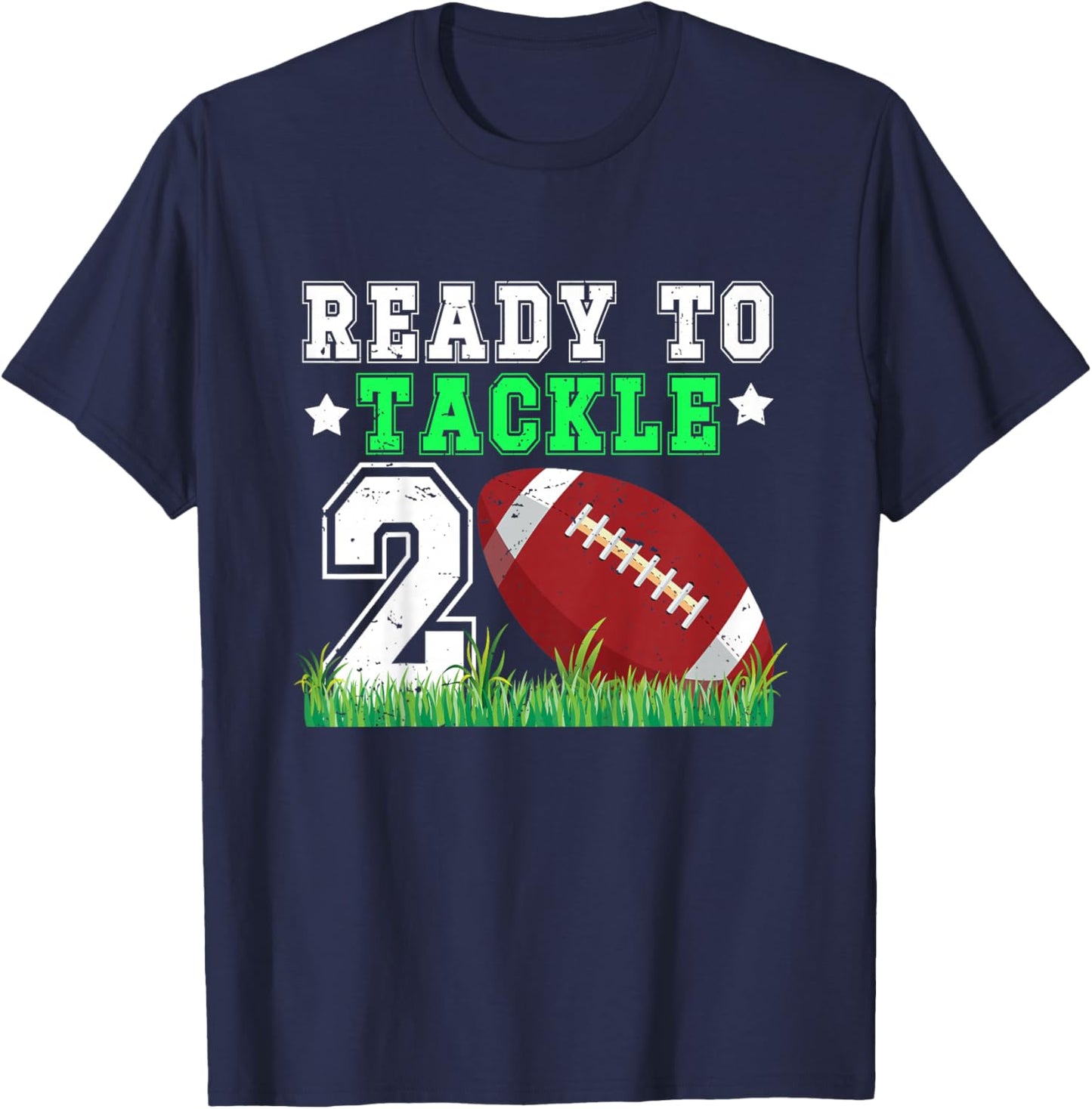 Kids 2nd Birthday Football Boy Two Year Old Football Player T-Shirt - T-Shirt | Navy