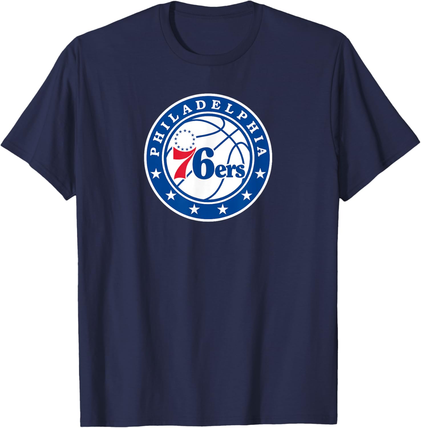 PHILADELPHIA 76 NBA Philadelphia 76ers -Adults & -Kids Classic Fit Black Short Sleeve T-Shirt - T-Shirt | Navy