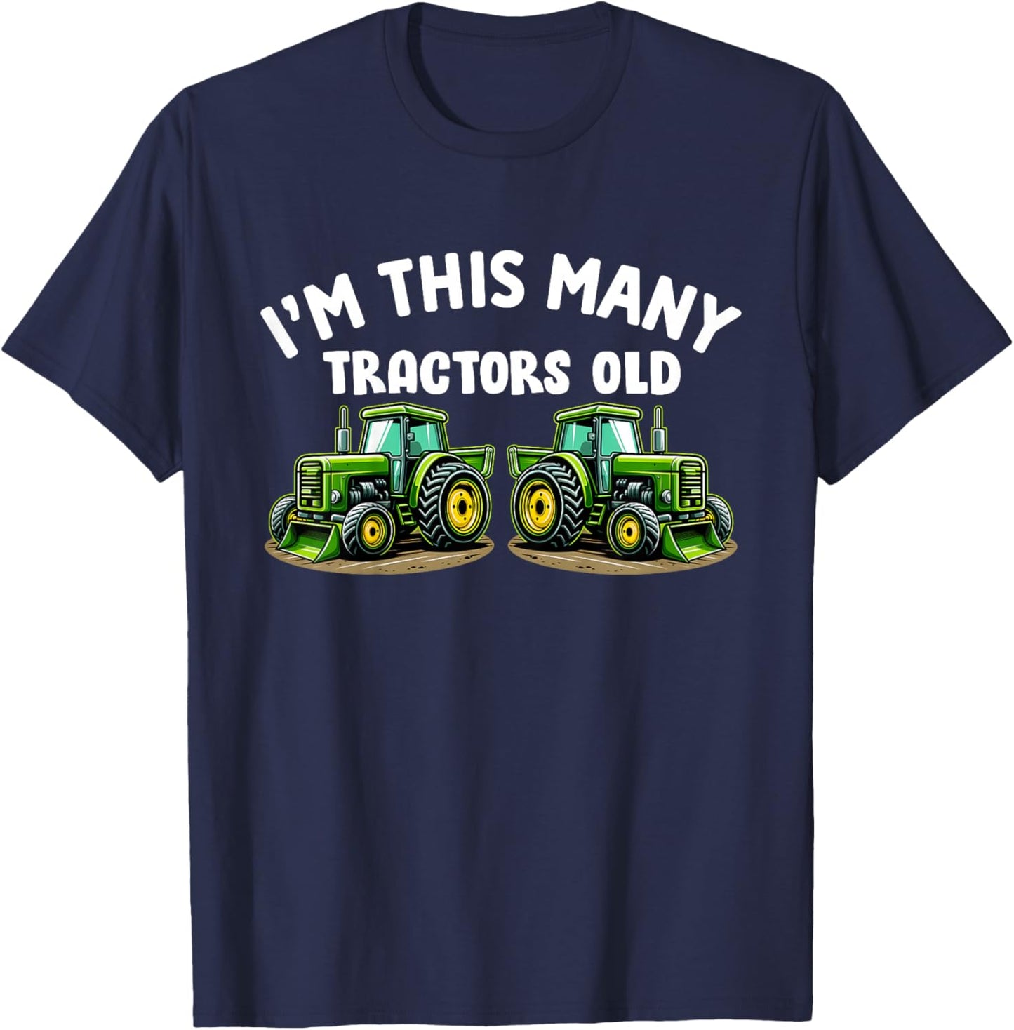 Kids I'm this many Tractors Old Boy 2nd Birthday 2 Years Old T-Shirt - T-Shirt | Navy