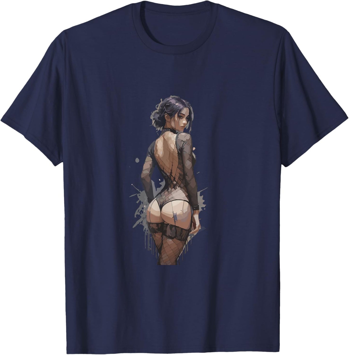 Anime Woman in Lingerie Motif Sexy Mobile Phone Cover T-Shirt - T-Shirt | Navy