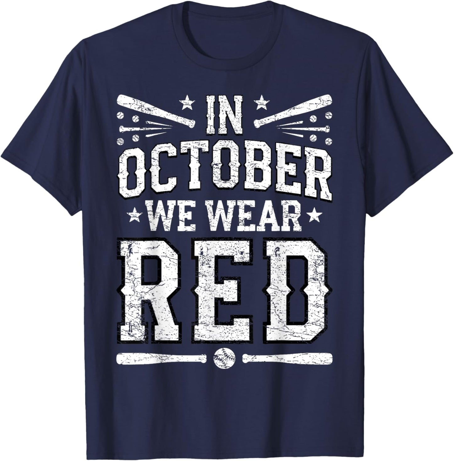 Vintage In October We Wear Red T-Shirt - T-Shirt | Navy